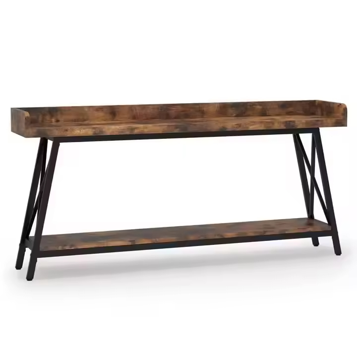 Custom High Bar Thin Console Sofa Table Wooden Metal Rustic Design for Hotel Apartment Kitchen Dining Restaurant Villa Living