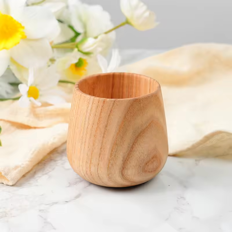 Customized Japanese Mini Personalized Natural Beech Wood Rectangle Durable Modern Home Decoration Sake Drinking Cup