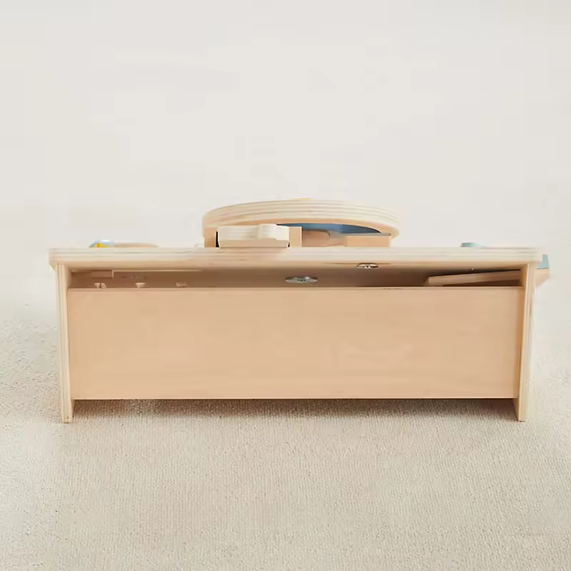 Wooden Modern Rectangle Driving Steering Wheel Toy Kids Busy Board Durable Early Educational Driver Pretend Play Set