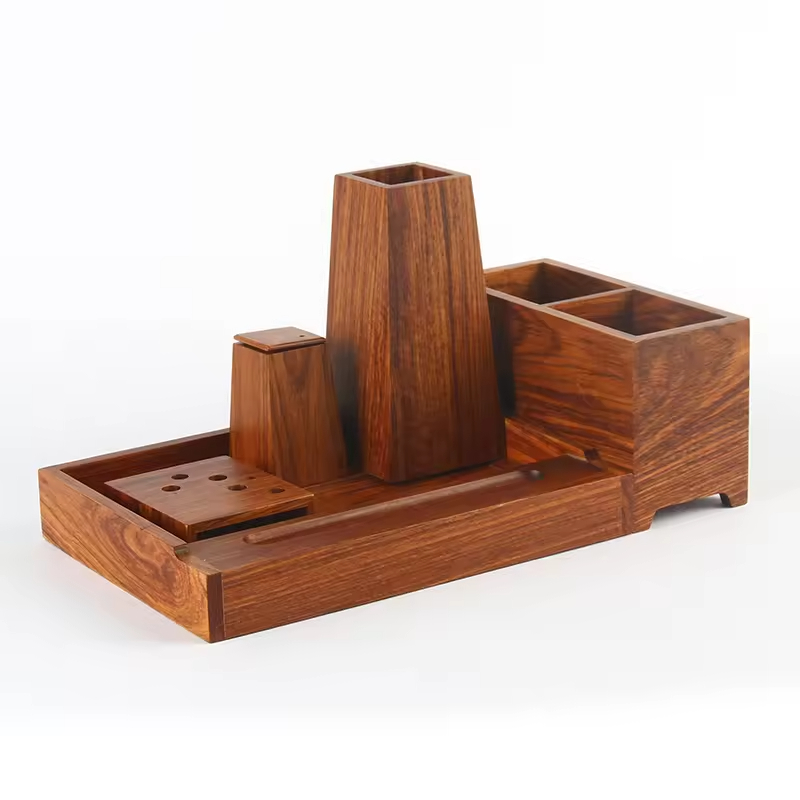 Modern Bamboo and Teak Wood Fully Assembled Durable Customizable Color Space-Saving Digital Printing Bathroom Amenities Set