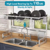 Factory Custom 2-Tier Adjustable Length(33.5-36.2in) Stainless Steel Dish Rack Over Sink Dish Rack Dish Drying Rack