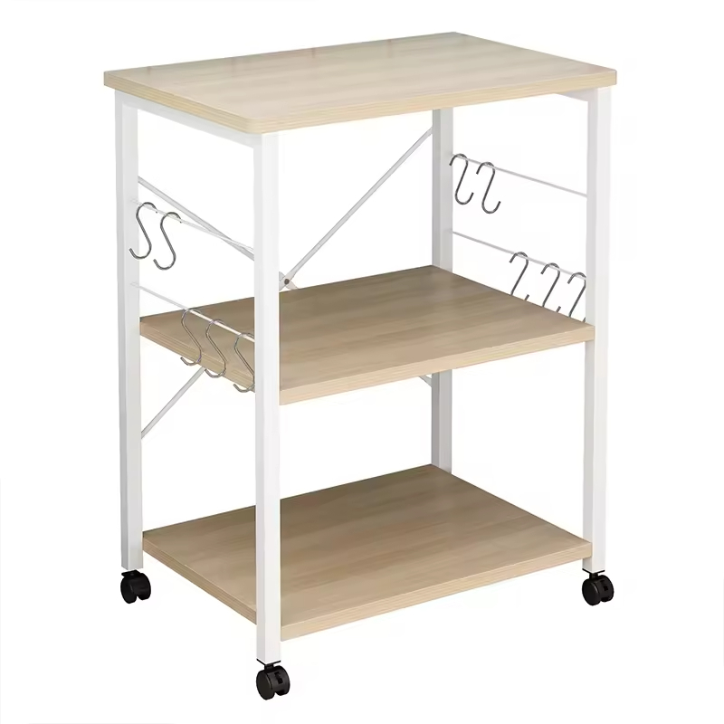 Manufacturer Custom 3-Tier Baker's Rack - Spacious Kitchen Utility Microwave Oven Stand with Storage Cart and Workstation Shelf