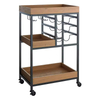 Customize Wooden Tray Top Bar Cart Multifunctional Metal and Wood Lockers with Hooks Three Layers of Bedroom Storage Racks