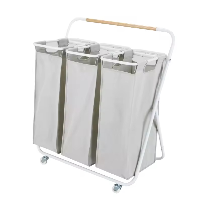 Factory OEM&ODM Fabric Canvas Collapsible Laundry Basket Storage Solid Color Folding With Wheels Laundry Storage Basket