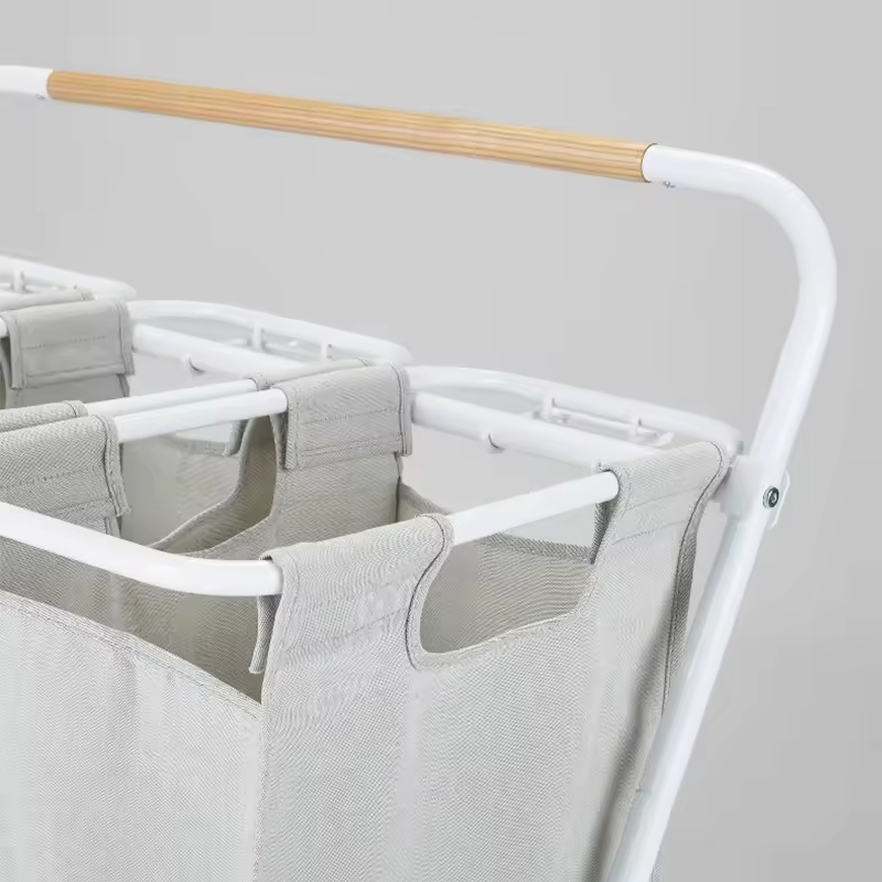 Factory OEM&ODM Fabric Canvas Collapsible Laundry Basket Storage Solid Color Folding With Wheels Laundry Storage Basket