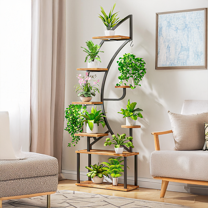 Indoor Plant Stand Grow Light Wheels Multiple Drawers-Wood+Metal Wall-Mounted Customizable Color for Office Living Room Study