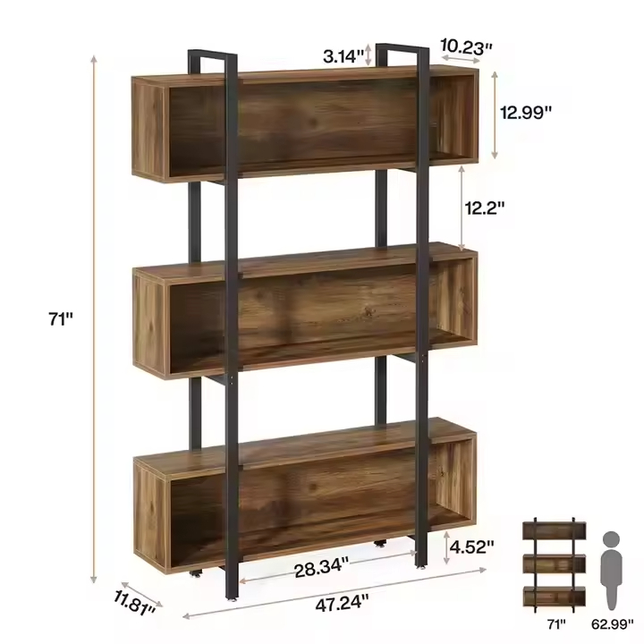 Factory Custom Modern Tall Wooden 3-Tier Plant Stand Bookshelf Ladder Shelf Outdoor/Indoor Living Room Furniture Powder Coated