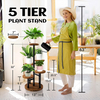 Customizable 4-Tier Metal Wood Plant Stand Tall Indoor Living Room Balcony Garden Patio; Factory-Designed Bookcases Bookshelves