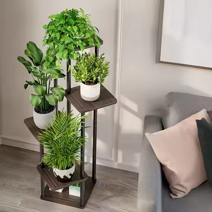 8-Tiered Metal Indoor Plant Stand with Grow Light 65\" Tall Bookcases & Bookshelves for Multiple Indoor Plants