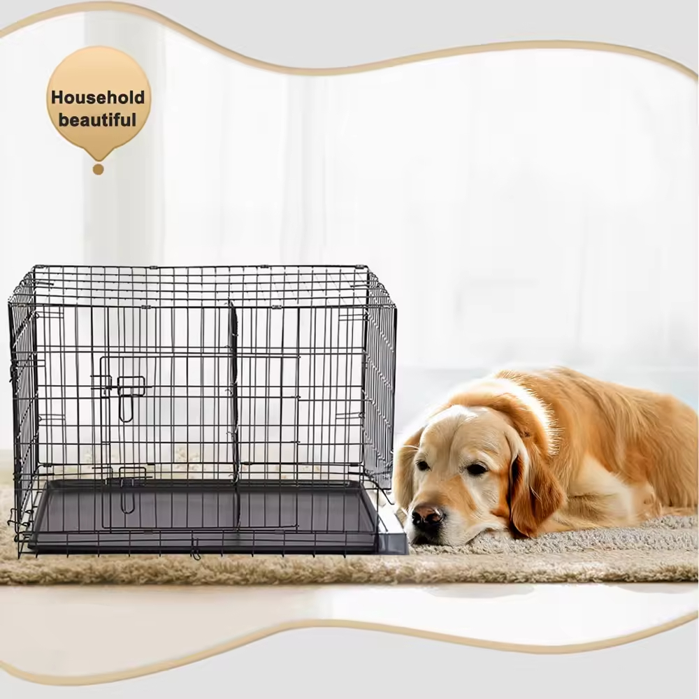 Corner End Table Wooden Steel Dog Crate Furniture Mesh Pet Crate Dog House Medium/Small Dogs Indoor Tool Features Vintage