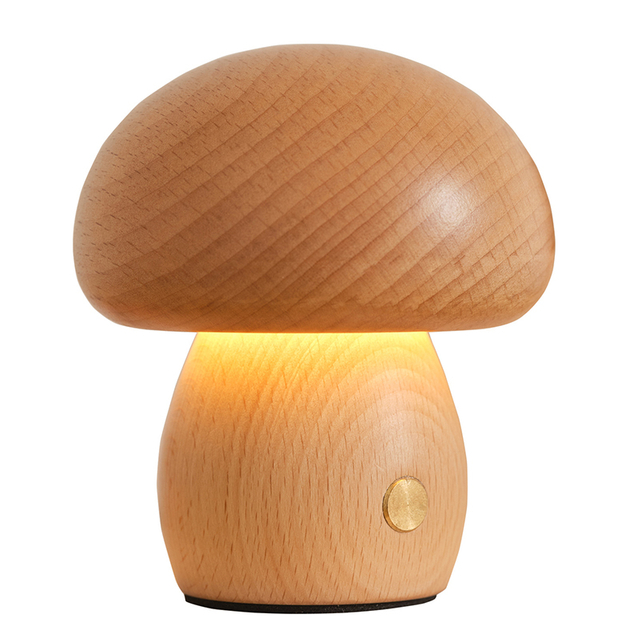 Solid wood mushroom lamp