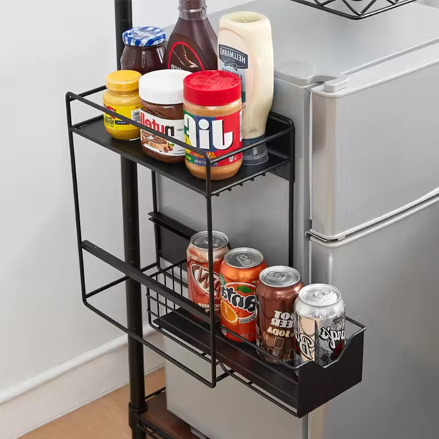 Modern Simple Single-Tier Metal Rack Magnetic Absorbing Iron Art Shelving for Kitchen Refrigerator Side Clutter Storage Bathroom
