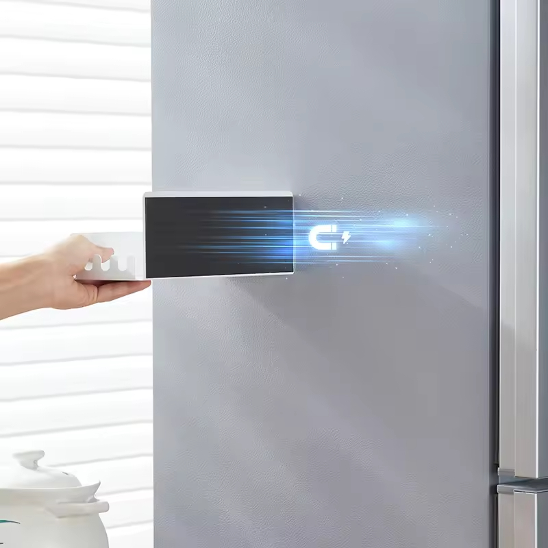 Magnetic Shelf Fridge Organizer for Spice Jars Magnet Shelves Seasoning Spice Holder With 4 Hooks Magnetic Spice Rack