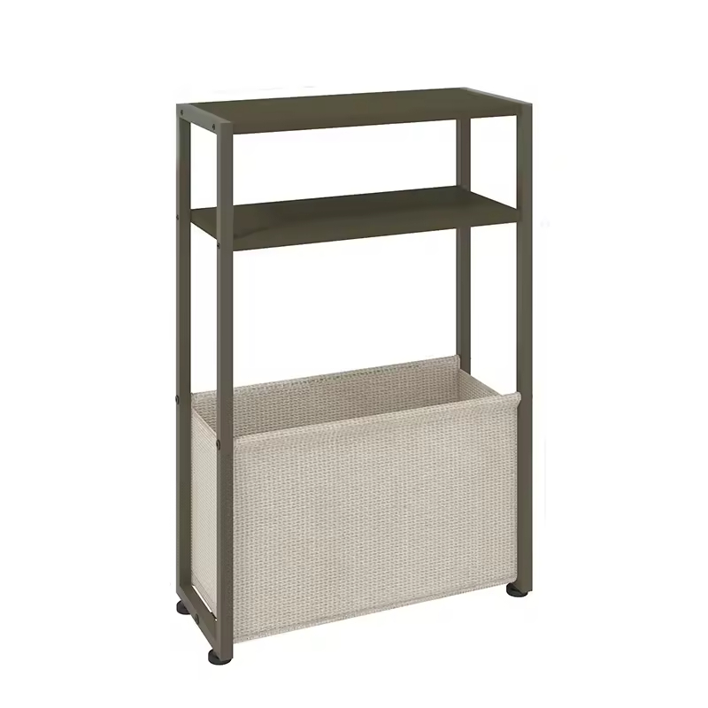 OEM&ODM Narrow End Table with Storage Basket for Compact Living Rooms Space-Saving Narrow Side Table with Fabric Basket
