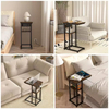 OEM&ODM Modern C-Shape End Table with USB-C Ports and Power Outlets Space-Saving Couch Table with Charging Station