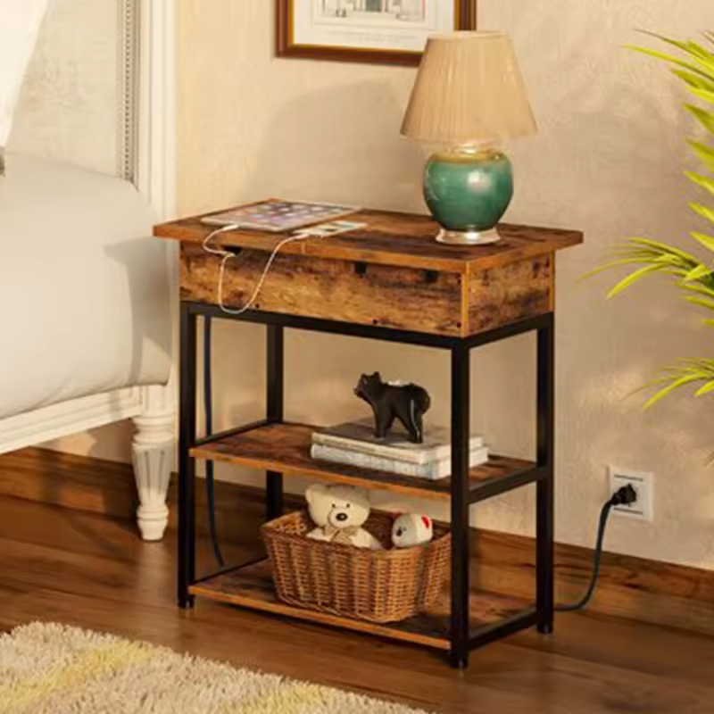 Factory Custom 24'' Tall 2 Drawer End Table Contemporary Living Room Antique Bedroom Nightstand Made Metal Wood Coffee Table