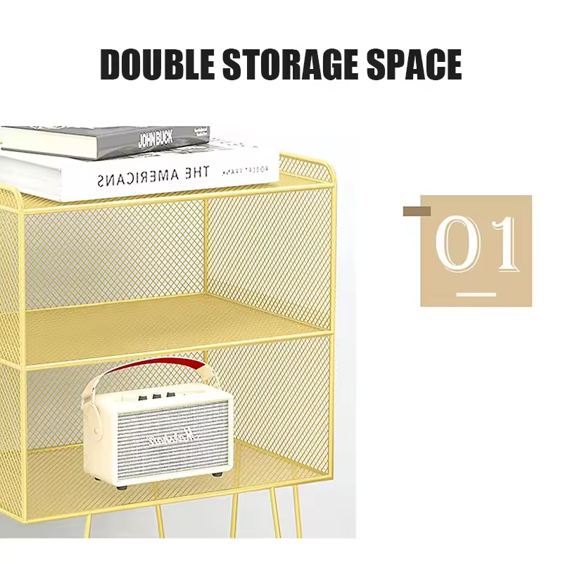 OEM&ODM Nightstand Iron Bedside Tables Metal Nightstand with 2 Open Storage Tall End Table for Office 23.6