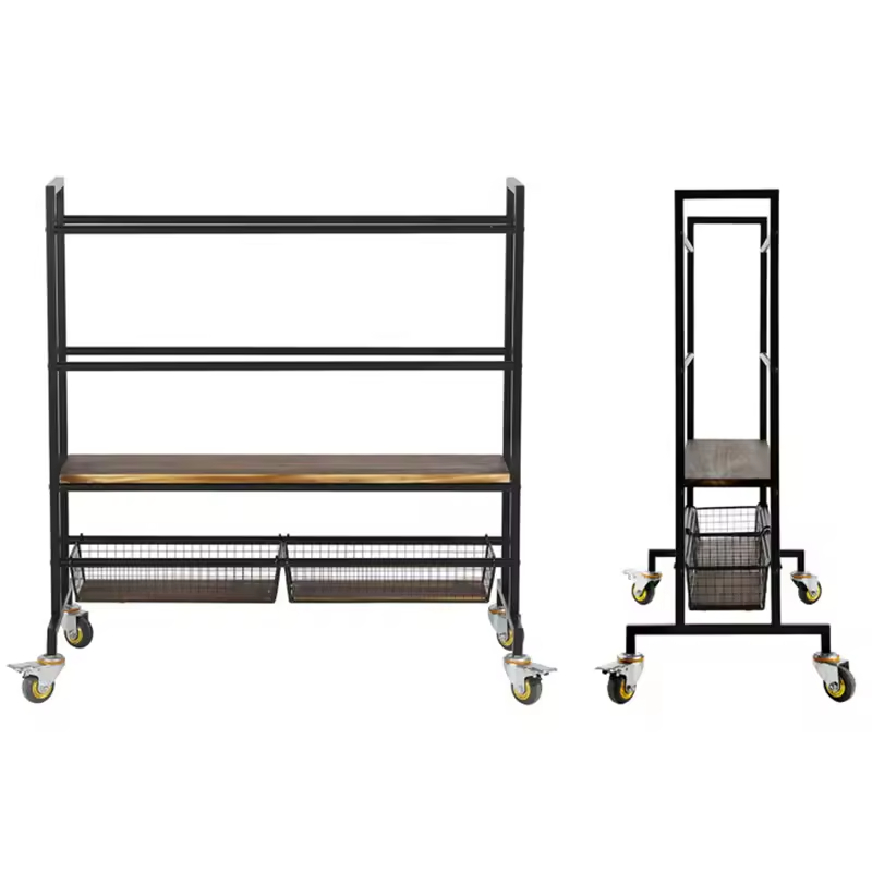 Factory Custom Wheeled 4-Tier Carbon Steel Strong Load-Bearing Modern Garage Organizer Home Gym Fitness Equipment Storage Rack