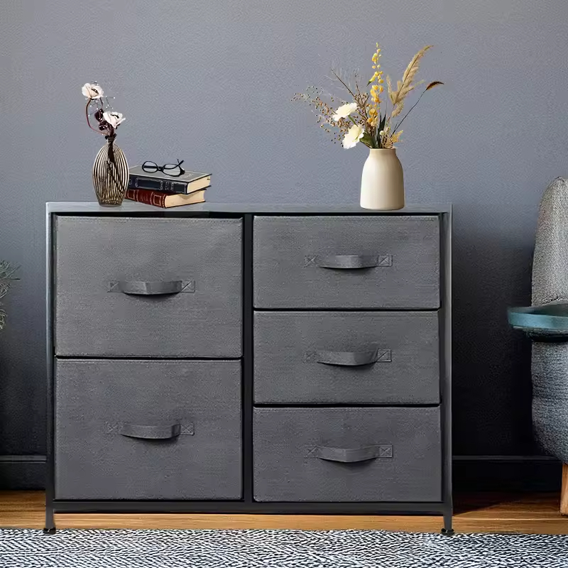 Multi-Size Fabric Drawer Chest (2/3/5/7/9 Bins) Metal Frame Space Saving Room Dresser Organizer Hotel/Apartment Storage Cabinet