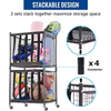 Factory Custom Metal Rolling Sports Ball Storage Cart Wheeled Lockable Heavy-Duty Garage Organizer Carbon Steel Detachable