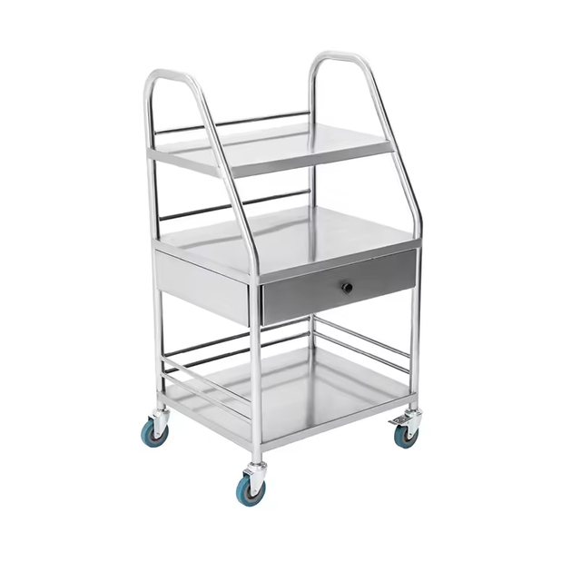 5-Tier Metal & Wood Floor Medical Storage Cart for Kitchen Bathroom Living Room