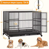 48'' XXL Indestructible Foldable Dog Crate 2 Lockable Doors Removable Metal Trays Wheels Extra Home Storage Organization