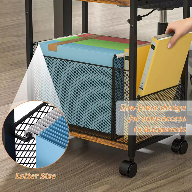 Custom 5 Tier Office Rolling File Cart Home Utility Carts School Standing File Organizer with Pen Holder,