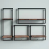 ODM OEM Coated Iron Frame Wall Shelving 4-Piece Floating Display Shelves Double Tiers Contemporary Living Room Home Storage