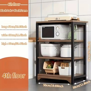 OEM/ODM Large Capacity 4-Tier Metal Kitchen Storage Rack with 4 Open Baskets Kitchen Storage Shelf Cart From Factory