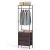 Vintage Multi-Functional Three-Layer Foldable Detachable Brown Wood+Metal Display Rack Customizable Wardrobe Bedroom Living Room