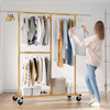 OEM & ODM 47.2'' Simple Freestanding Metal and Wood Garment Rack Customizable Wardrobe Space Rack for Bathroom Use