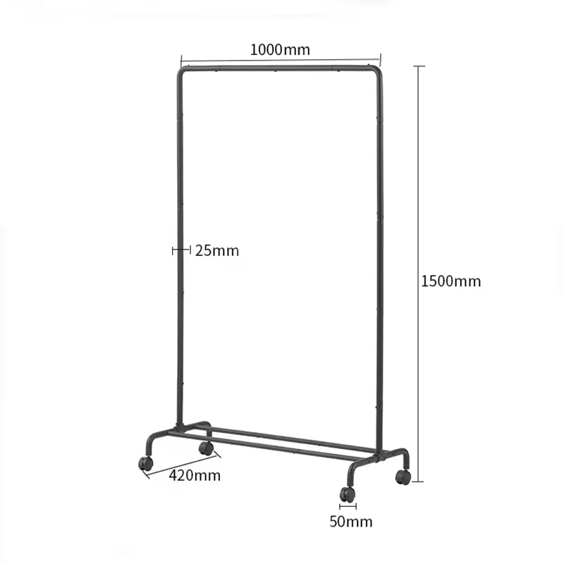 Custom Adjustable Carbon Steel Clothes Hanger Rack Base for Wardrobe Two-Tier Floor Type Metal Hanger