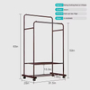 OEM & ODM Factory Metal Clothing Rack with Wheels Double Rails 110 LBS Capacity Indoor Use for Bedroom Bathroom Clothes Storage