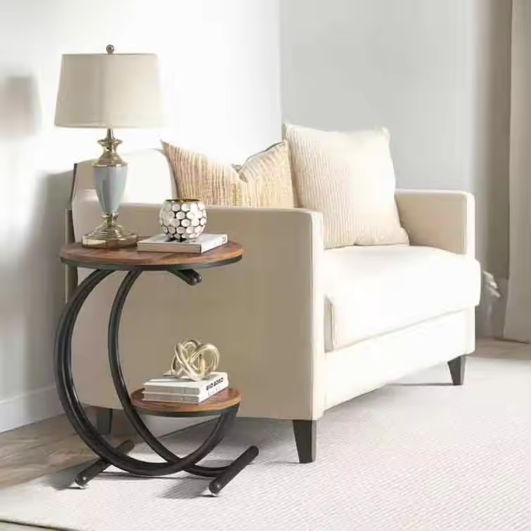 White Gold Metal Coffee Table Two End Side Tables for Indoor Outdoor Use for Living Room Hotel Dining for Sofa Bedside Bedroom