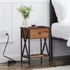 OEM ODM Custom End Table with Charging Station with 1 Wooden Drawers Livingroom Cabinet Couch Nightstand End Side Table