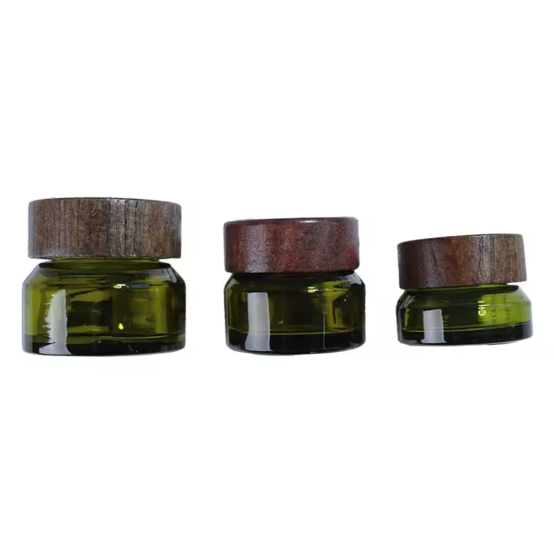 Luxury Huina Brand Model 20251010 15ml 30ml 50ml Green Rectangle Wooden Jars for Home Decoration Durable Space-Saving Modern