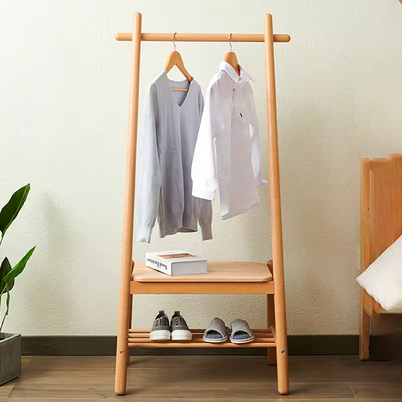 Wholesale Luxury Multifunction Space-Saving Standing Coat Hanger Modern Bamboo Coat Racks for Home Hotel Hall Workshop