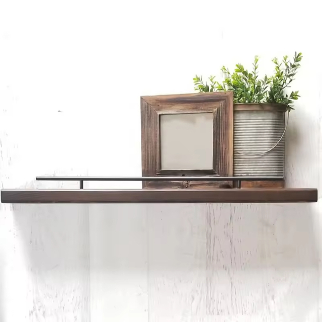 Modern Design Double-Tier Wood Rectangle Wall Shelves Premium Quality Storage Rack Kitchen Tabletop Dinnerware Plants