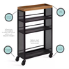 Modern Design OEM/ODM Rolling Storage Cart with Antique Color Steel Wood Three Layer Storage Table with Drawers