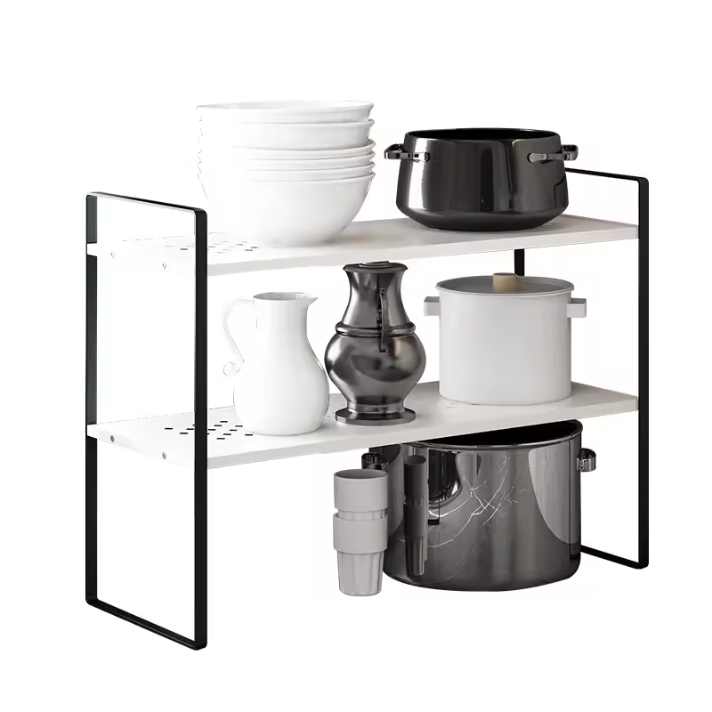 Factory Custom Kitchen Storage Rack Countertop Shelf Spice Rack Expandable 2-tier Storage Rack Under-sink Organizers