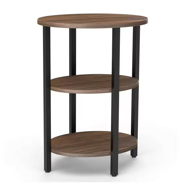 ODM OEM 3-Tier Storage Side Table round Coffee Table for Home Office & Living Room Workshop Furniture End Table