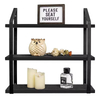 Floating Wall Shelf 3-layer Wall-mounted Wooden Storage Rack with Metal Bracket for Bathroom, Bedroom, Office