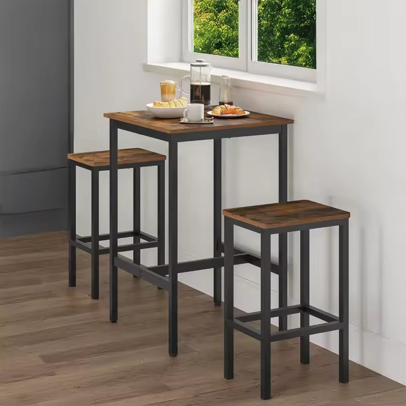 Industrial Bar Stools/Rustic Breakfast Chair with Footrest in Living Room/Party for Kitchen Brown