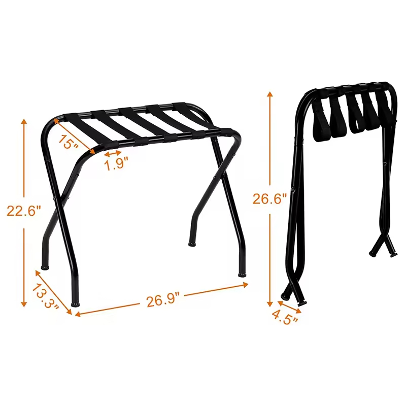 Custom 1-Liter Steel Folding Suitcase Stand Adjustable Leg Luggage Racks Single Living Room Storage Standing Eco-Friendly Strong