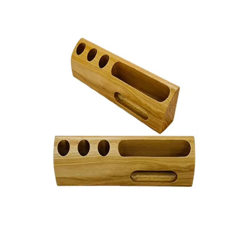 Modern Wooden Pen Storage Box Engraved Name Card Durable Space-Saving Customizable Color Rectangle Wood Craft for Wall Sign