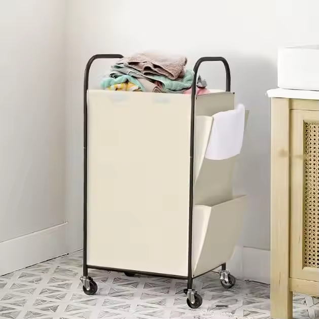Manufacturer Custom 75L Wheeled Slim Waterproof Laundry Hamper Basket with Removable Lid for Bathroom and Clothing Storage