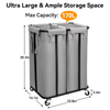 High-Capacity Wheeled Steel & Polyester Waterproof Laundry Hamper with Customizable Storage for Bathroom and Clothing