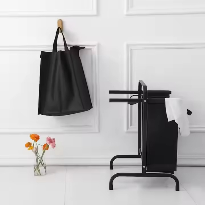 Manufacturer Custom Rustic Steel + Polyester Waterproof Removable Sturdy 2-Compartment Clothing Bathroom Bedroom Laundry Storage