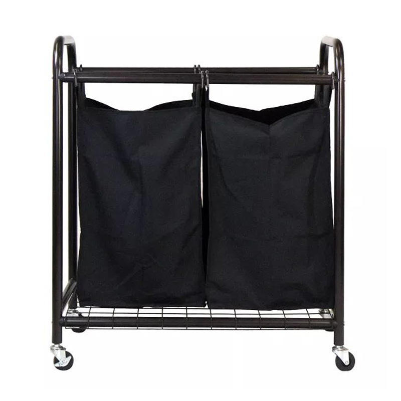 ODM OEM Household Rolling Laundry Hamper 2-Bag Storage Box for Bathroom or Living Room Customizable with Wheels