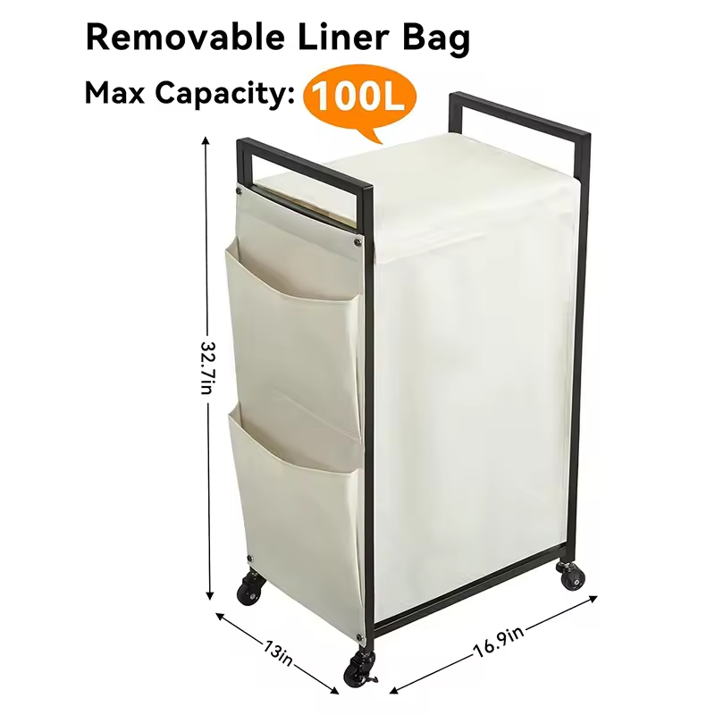 Manufacturer Customizable 100L Rolling Laundry Hamper Removable Bag Large Bedroom Organizer Bathroom Storage Baskets Clothing